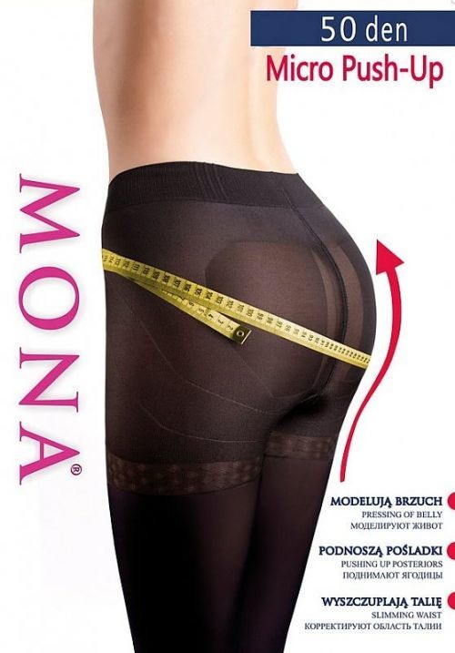 Pančuchové nohavice Mona Micro Push-Up 50 den 5-XL grafit / epizodašedá 5-XL