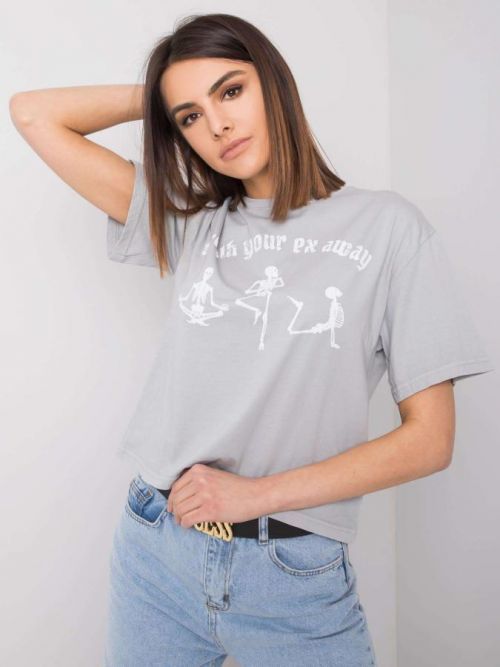 Šedé tričko RUE PARIS s potlačou S