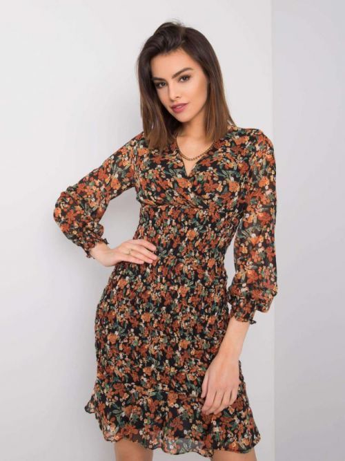 RUE PARIS Čierne dámske šaty so vzormi S