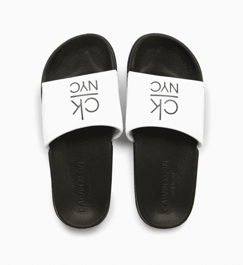 Šľapky KW0KW01054-YCD čiernobiela - Calvin Klein Čierno-biela 43/44