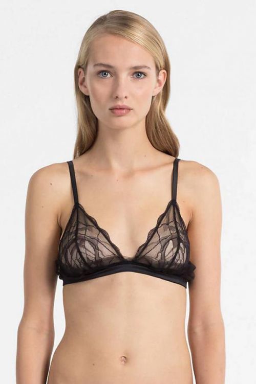 Podprsenka Unlined Triangle QF4432E - Calvin Klein čierna čipka S