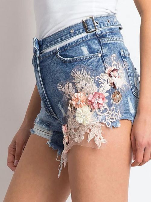 Rifľové kraťasy s modrými nášivkami 40