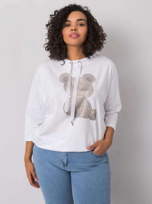 Dámska biela blúzka s aplikáciou kameňov one size