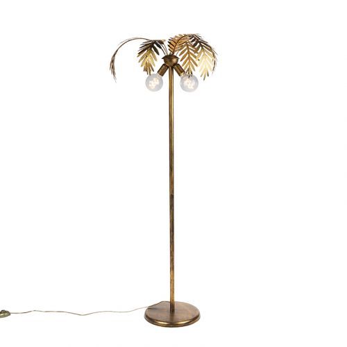Vintage stojaca lampa zlatá 2-svetlá - Botanica
