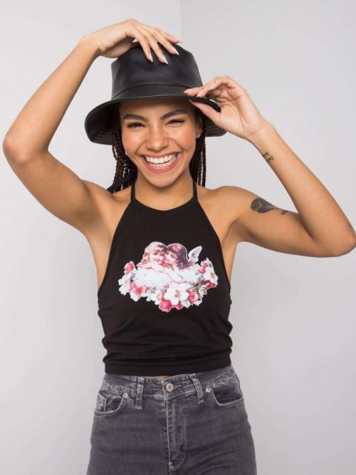 RUE PARIS Čierny krátky top S