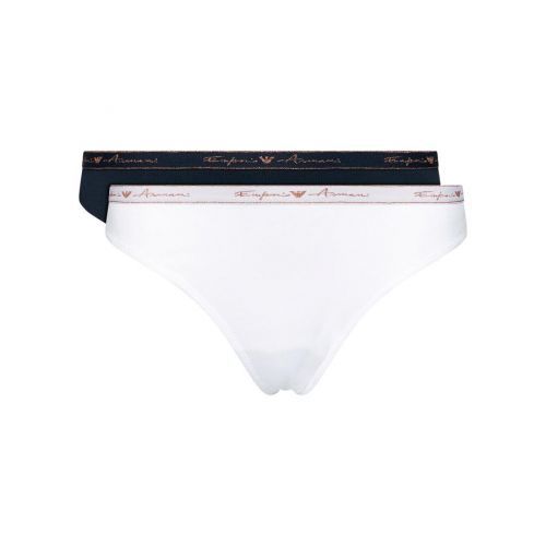 Dámske nohavičky 163334 1P223 17135 - 2 pack - Emporio Armani biela / tmavo modrá XS