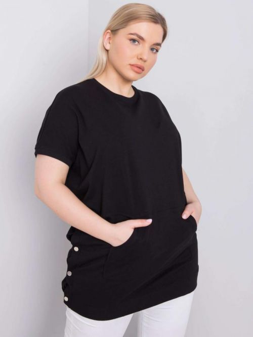 Čierna bavlnená blúzka veľkosti Plus one size