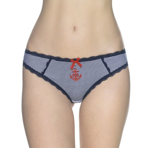 Dámske nohavičky MINI BIKINI L-1226MB bílo-tmavě modrá XL
