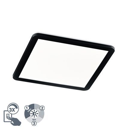 Stropné svietidlo hranaté čierne 40 cm vrátane LED 3 stupne stmievateľné IP44 - svetelné