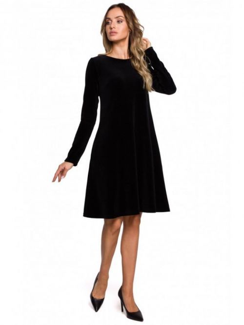 M566 Velvet Relaxed Fit Dress  EÚ S. čierna