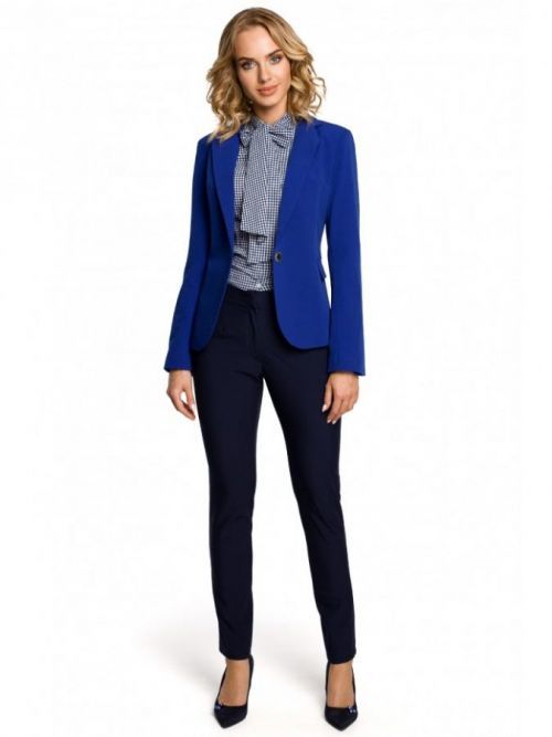 M051 Jacket with a peaked collar and a single-button closure  EÚ XS kráľovská modrá