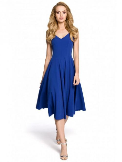 M201 Cocktail fit and flare sleeveless dress  EÚ S. kráľovská modrá