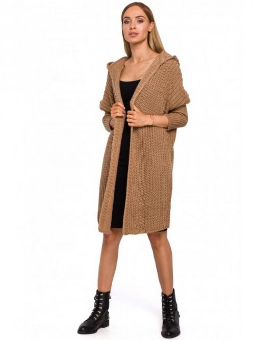 M475 oversized hooded cardigan  UNI EÚ karamel