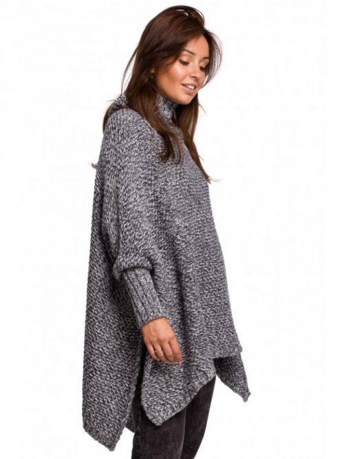 BK049 Split side poncho  UNI EÚ antracit