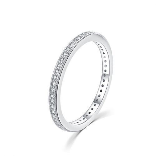 MOISS Minimalistický strieborný prsteň so zirkónmi R00020 44 mm