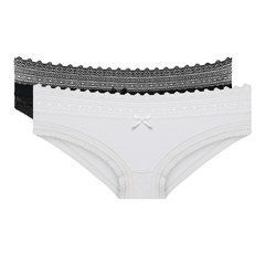 Dámske bavlnené nohavičky s čipkou 2 ks DIM SEXY FASHION SLIP 2x - DIM - čierna S