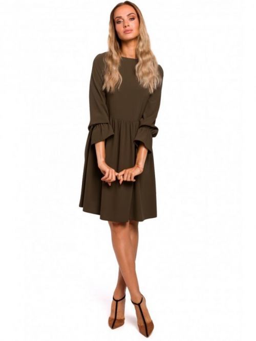 M465 Shift dress with ruggled sleeves  EÚ S. khaki