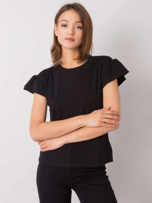 RUE PARIS Čierna bavlnená blúzka S / M