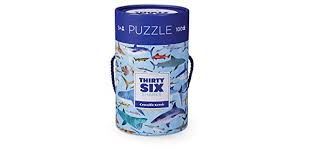 Crocodile Creek Puzzle tubus - 36 Žralokov (100 ks) / Puzzle Canister - 36 Sharks (100 pcs)