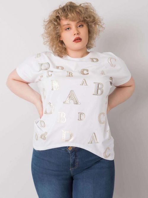 Biela blúzka nadmerné veľkosti s potlačami one size