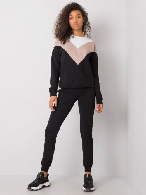 Tmavo béžová a čierna dámska dvojdielna sada S