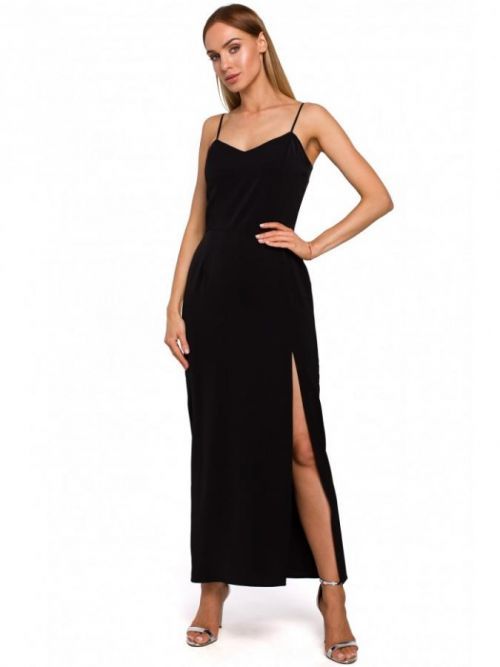 M485 Maxi evening dress with high split  EÚ S. čierna