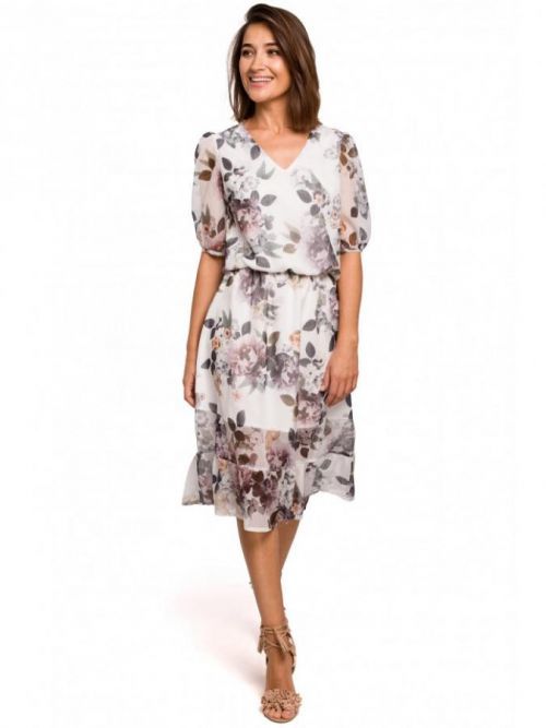 S215 Chiffon dress with ruffled hem - model EÚ S. model1