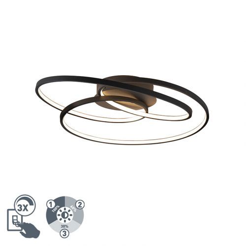 Stropná lampa čierna 60 cm vrátane LED 3-stupňového stmievania - Rowin