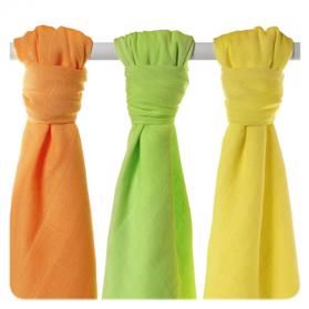 KIKKO Plienky bambusvé Colours 70x70 (3 ks) – lime, lemon, orange