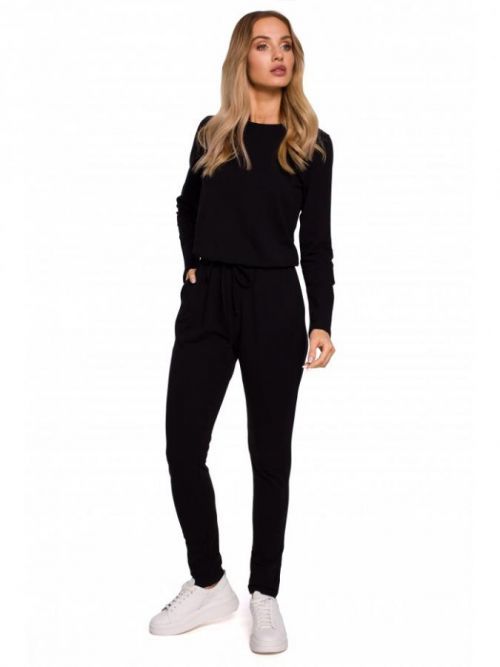 M583 Knit Jumpsuit With A Patch Pocket  EÚ S. čierna