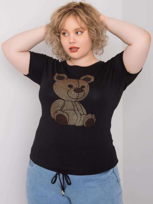 Čierna blúzka plus veľkosti so sťahovacími šnúrkami one size