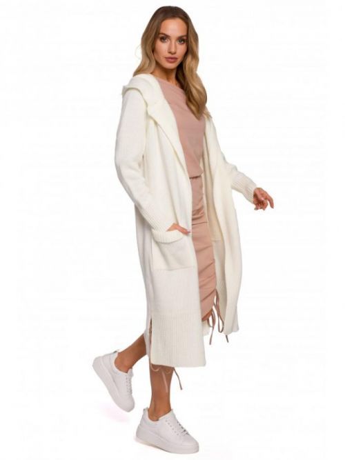 M596 Longline Hooded Cardigan  UNI EÚ ecru