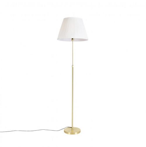 Stojacia lampa zlatá / mosadz so skladaným odtieňom krémová 45 cm - Parte