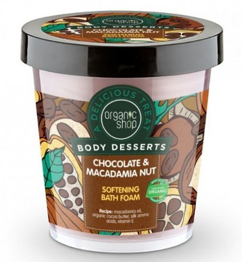 Organic Shop Body Desserts Chocolate & Macademia Nut zjemňujúca pena do kúpeľa 450 ml