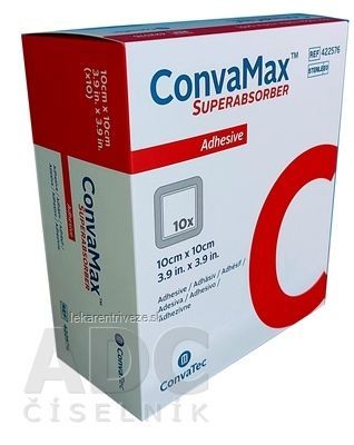 ConvaMax Krytie na rany superabsorpčné adhezívne, 10x10 cm, 1x10 ks