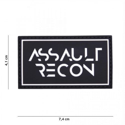 Gumová nášivka 101 Inc nápis Assault Recon - čierna
