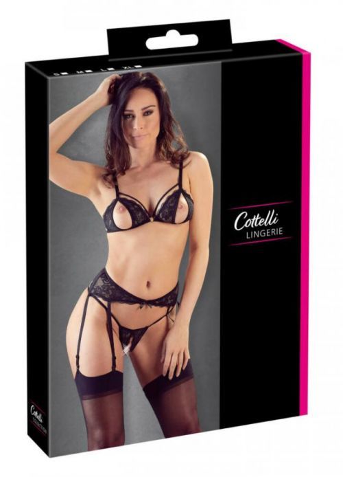 Cottelli - open lace lingerie set (black)