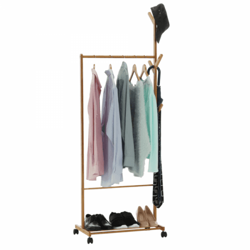 TEMPO KONDELA Pojazdný vešiak, bambus, šírka 60cm, VIKIR TYP 1