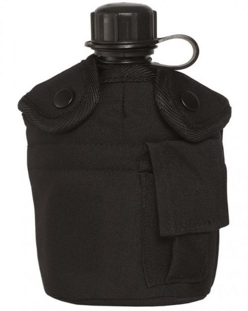 Fľaša poľná US 1l s náustkom a obalom - čierna