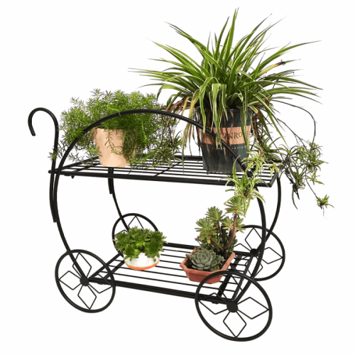 Retro stojan na květiny, černá, ODRIO