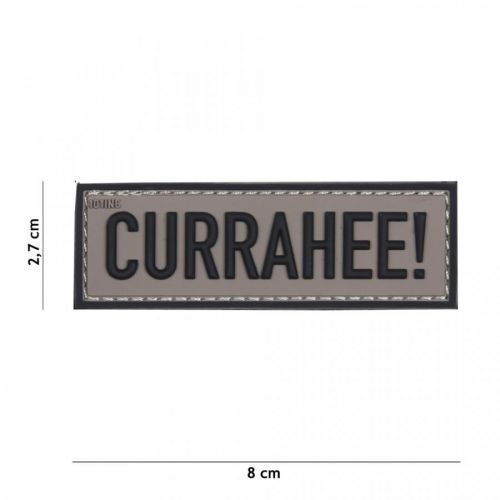 Gumová nášivka 101 Inc nápis Currahee! - šedá