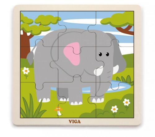 VIGA DREVENE PUZZLE SLON 9KS