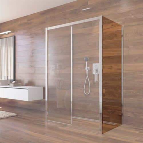 MEREO - Lima pevný díl skleněný, 100x190 cm, sklo Čiré 6 mm, polorámový - chrom ALU (CK10303K)