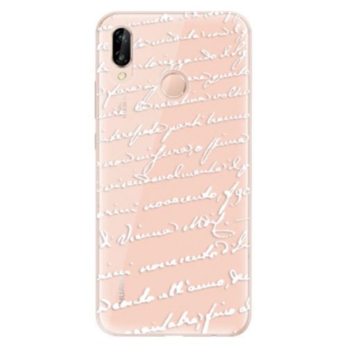 Odolné silikónové puzdro iSaprio - Handwriting 01 - white - Huawei P20 Lite
