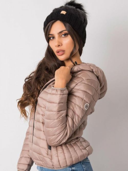 RUE PARIS Čierna zateplená zimná čiapka s brmbolcom jedna velikost