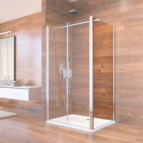 MEREO - Lima pevný díl skleněný k lítačkám, 100x190 cm, sklo čiré 6 mm, polorámový - chrom ALU, EC (CK10533K)