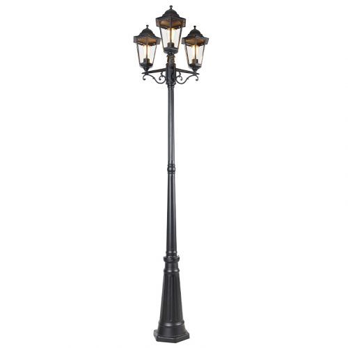Vonkajší lampáš čierny 220 cm 3-svetelný IP44 - New Orleans
