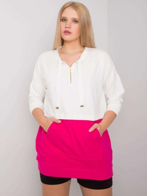 Dámska plus size tunika vo farbe ecru-fuchsiovej jedna velikost