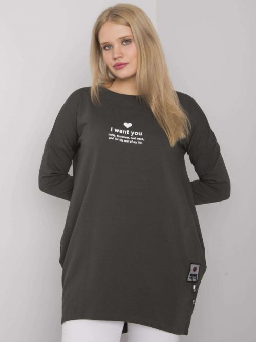 Tmavo khaki bavlnená tunika plus size jedna velikost