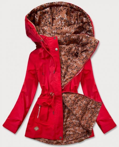 Červená dámska obojstranná bunda - parka / prešívaná (CAN-621) Červená XXL (44)